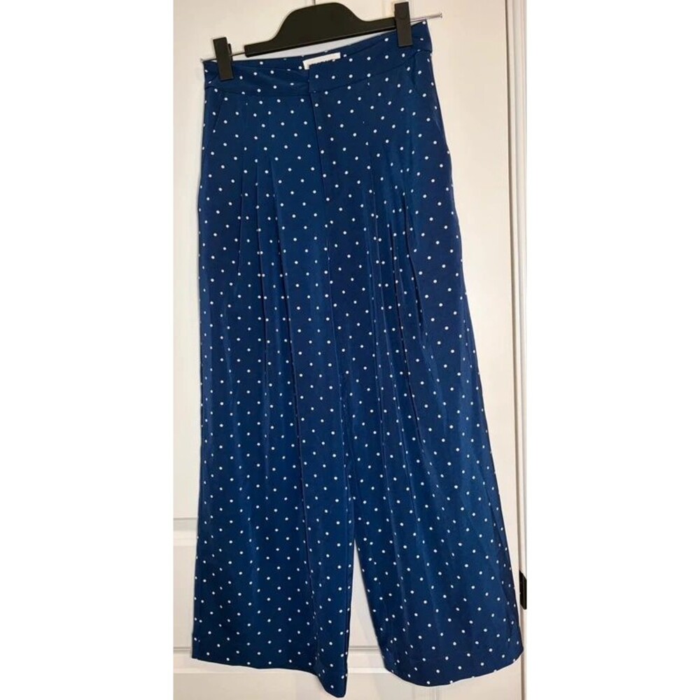 EUC Anthro Evidnt Navy Blue/white polka dot pants size XS